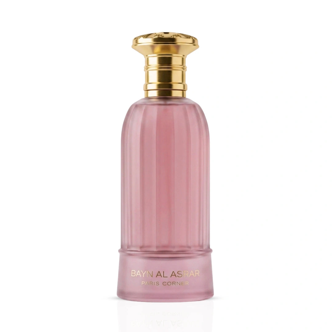 Bayn Al Asrar Eau de Parfum Spray by Paris Corner, 80ml, featuring a sleek bottle with elegant design and floral fragrance accents.