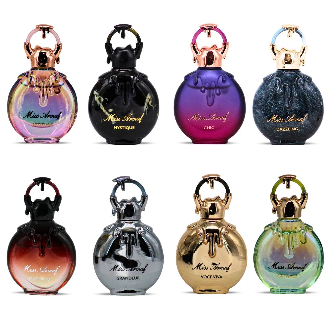Miss Armaf Parfum Discovery Set - Eau de Parfum 5ml (0.17 oz) x 8 Pcs by Armaf | Feminine, Bold, Timeless – Armaf’s Mini Perfume Set (Gift Set) - Intense Oud