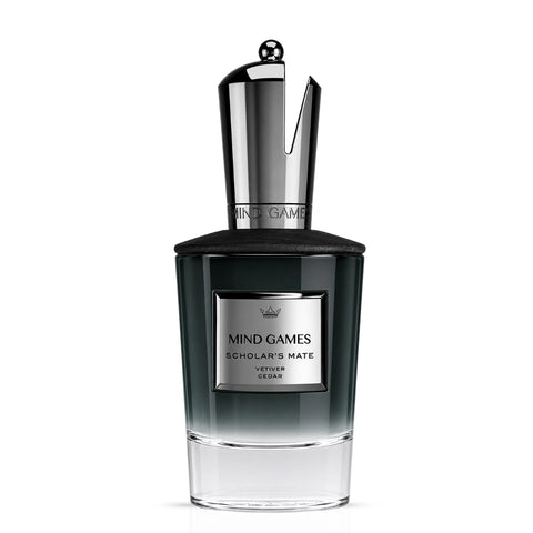 Mind Games Scholar’s Mate Extrait de Parfum 100ml EDP bottle with elegant label and cap, showcasing a luxurious fragrance container.