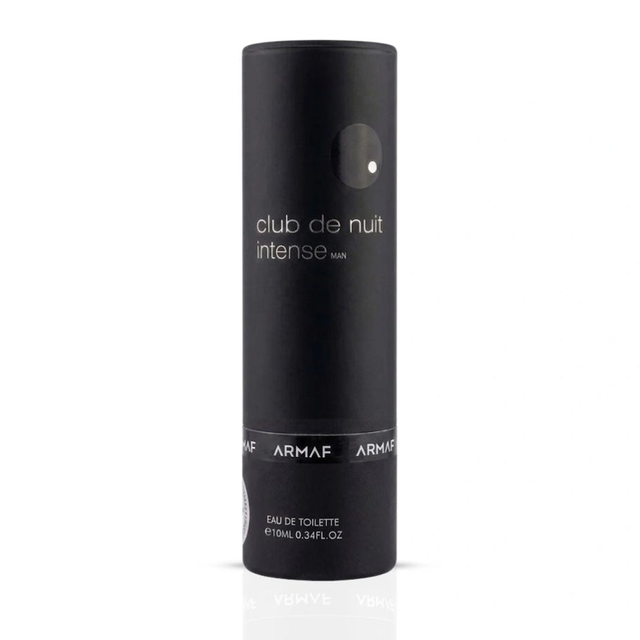 Armaf Club De Nuit Intense Man 10ml travel size Eau de Toilette spray bottle with sleek packaging.