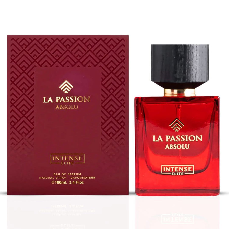 Bundle of two 100ml Eau de Parfum sprays featuring Hawas Fire by Rasasi and La Passion Absolu by Intense Oud.