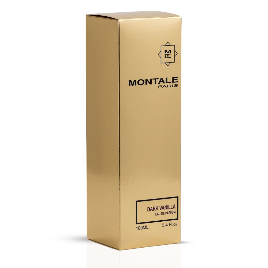 Montale Dark Vanilla Eau de Parfum spray bottle, 100ml, with elegant packaging and dark vanilla fragrance notes.