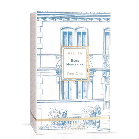 Blue Madeleine Eau de Parfum spray by Atelier Des Ores, 100ml bottle with elegant packaging and blue accents.