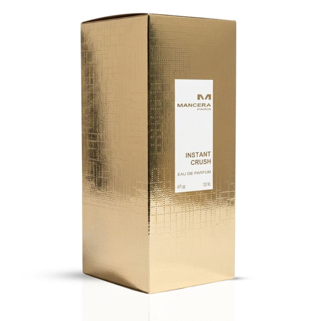 Mancera Instant Crush Eau de Parfum spray 120ml bottle, elegant fragrance with sleek packaging and floral scent details.