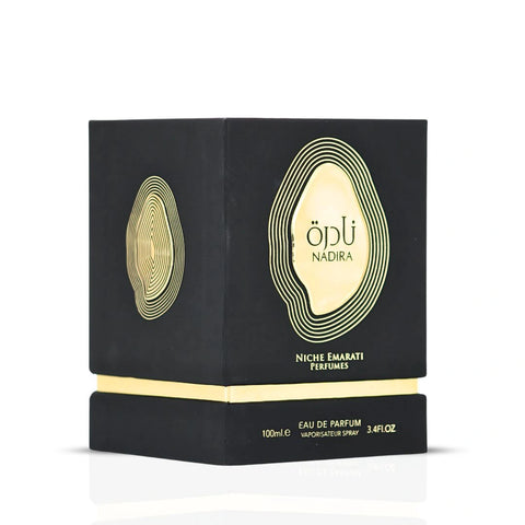 Niche Emarati Nadira Eau De Parfum Spray 100ml (3.4 oz) by Lattafa | Tropical Fruit. Caramel Kisses. Milk-Soaked. Heaven-Scented. - Intense Oud