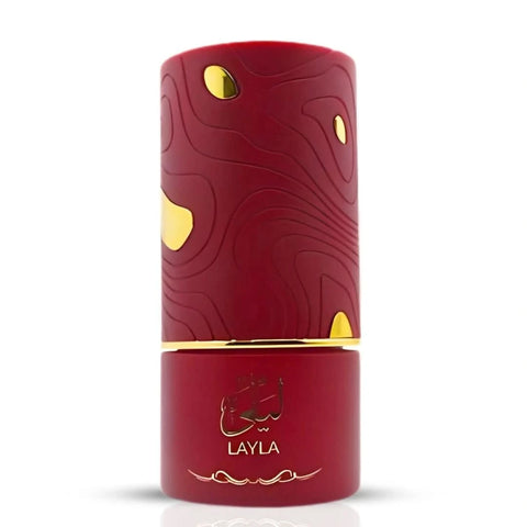 Layla Eau de Parfum Spray by Al Absar, 100ml, featuring a sleek fragrance bottle with elegant design and floral accents.