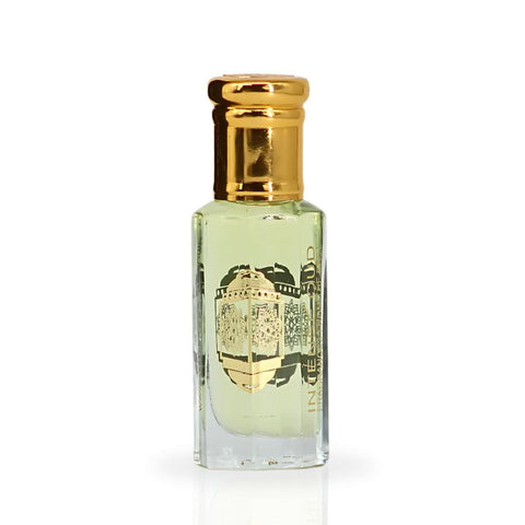 Intense Oud Just Adore Perfume Oil 12ml in a black gift box, featuring a small glass bottle with a dropper for luxurious scent.
