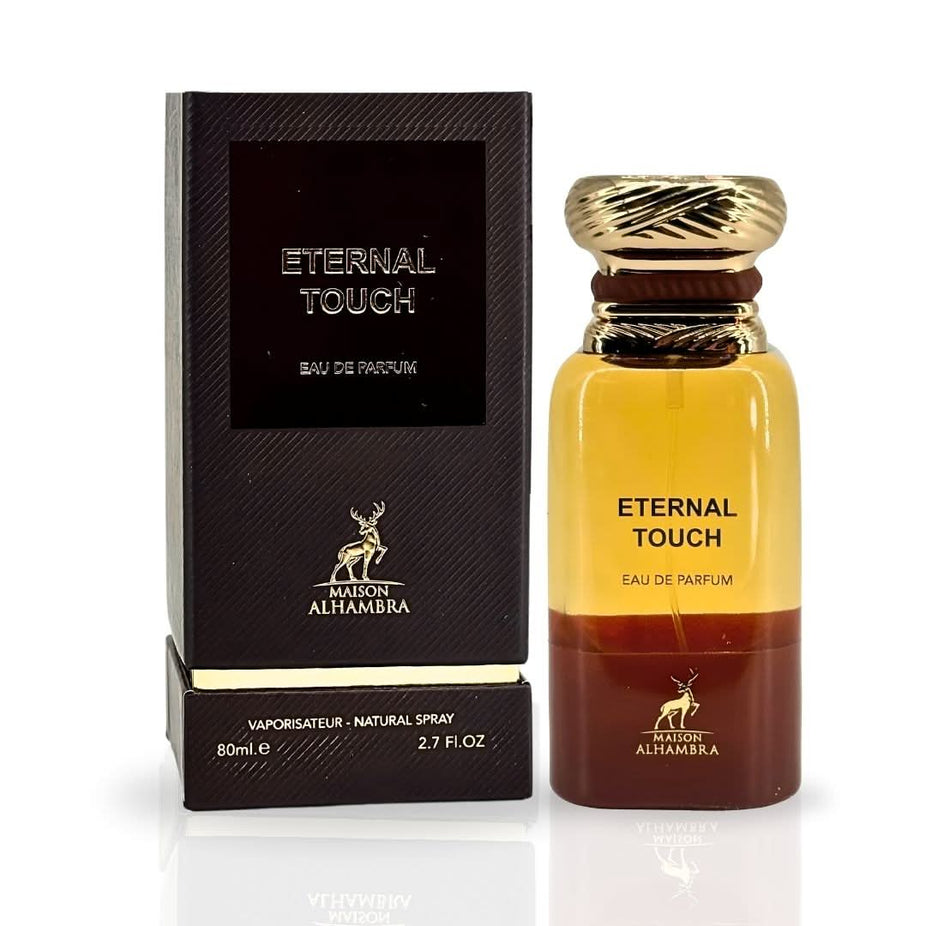 Eternal Touch Eau de Parfum spray by Maison Alhambra, 80ml bottle with elegant packaging and floral fragrance details.