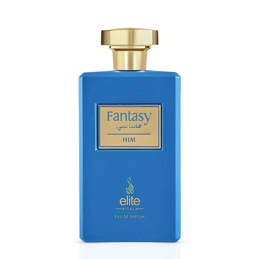 Elite Risala Fantasy For Him Eau de Parfum spray 100ml with sleek perfume bottle and elegant packaging.