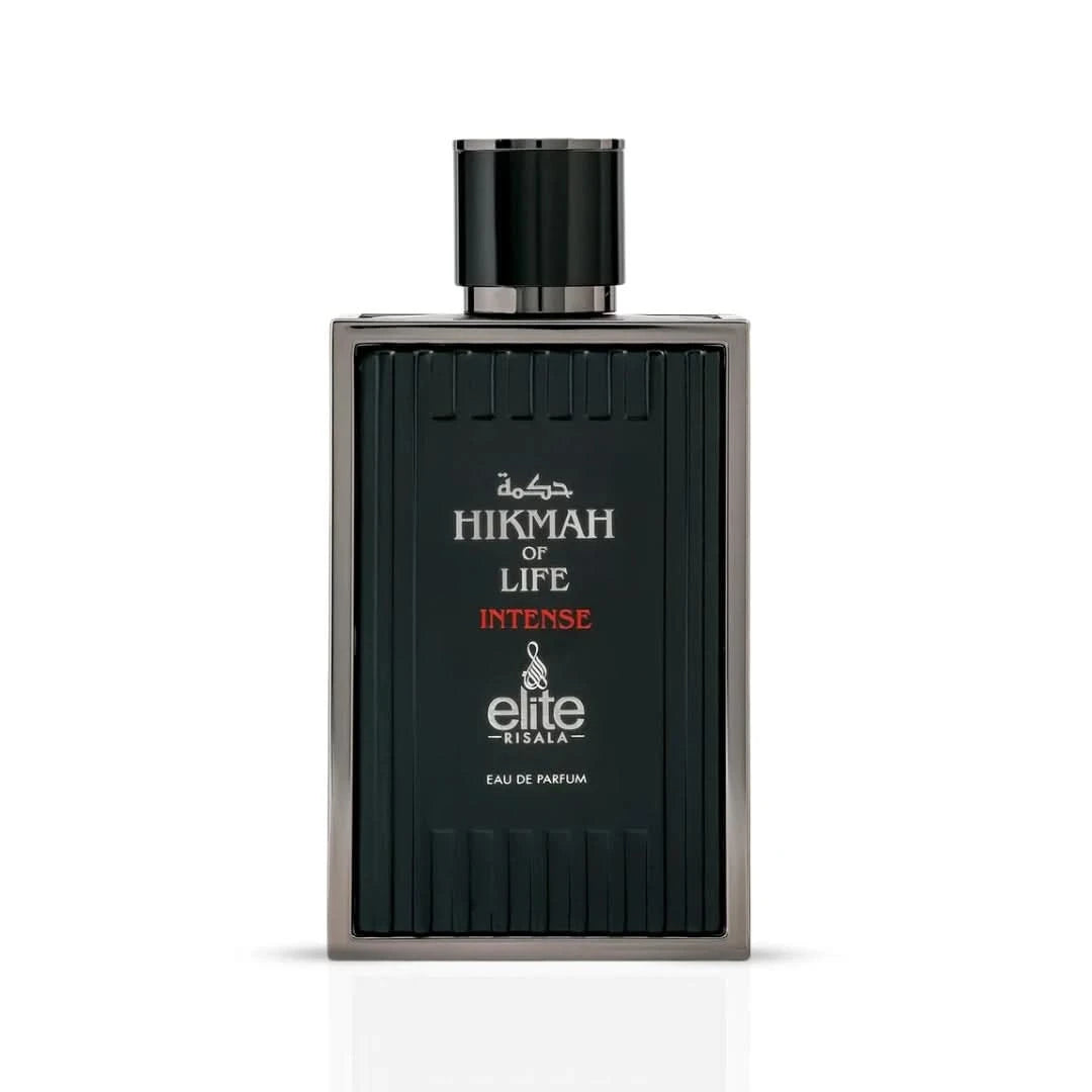 Elite Risala Hikmah Of Life Intense Eau de Parfum spray bottle, 100ml, with elegant packaging and sleek design.