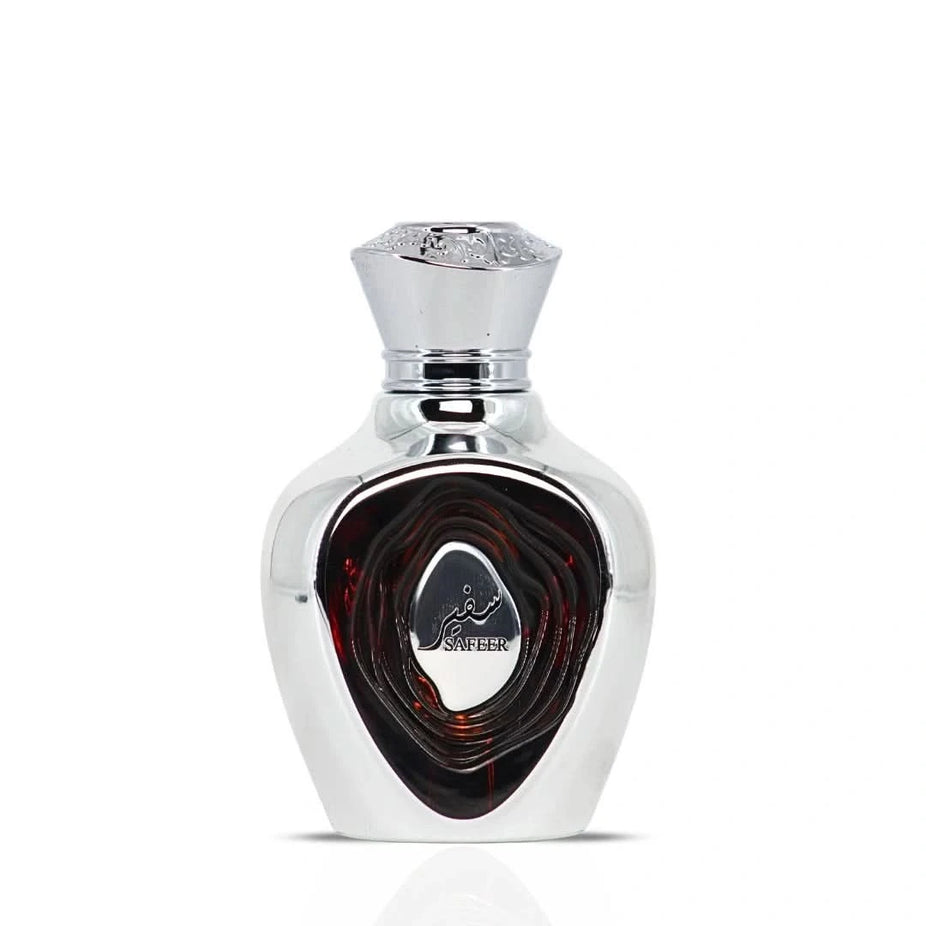 Lattafa Niche Emarati Safeer Eau De Parfum spray 100ml bottle with elegant packaging and fragrance details.