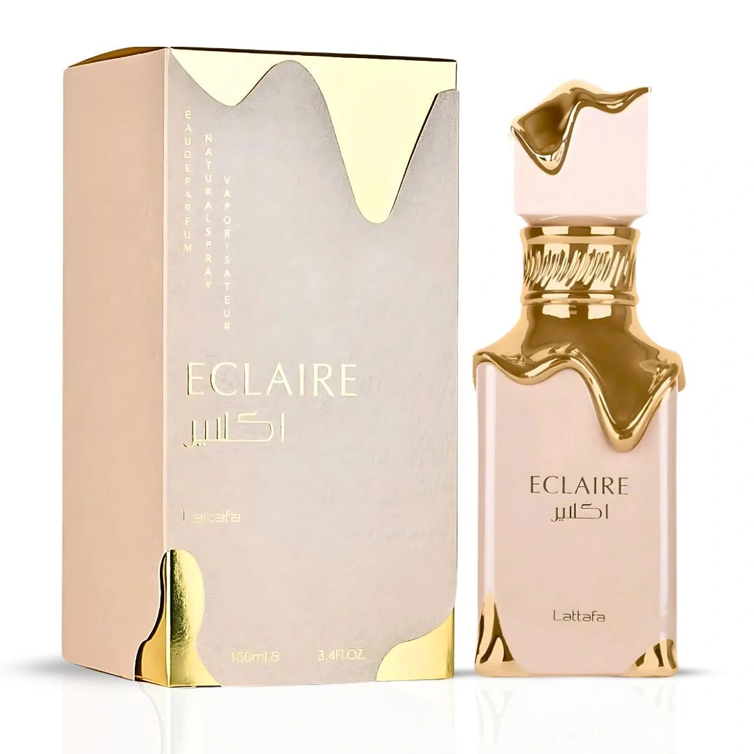 Eclaire & Angham Eau de Parfum Sprays, 100ml (3.4 oz) by Lattafa | Caramel Comfort Meets Spiced Sophistication (Bundle) - Intense Oud