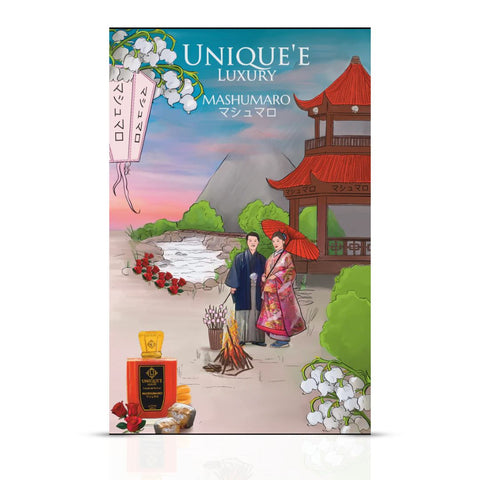 Unique'e Luxury Mashumaro Extrait de Parfum 100ml EDP bottle with elegant design and branding, showcasing a luxurious fragrance.