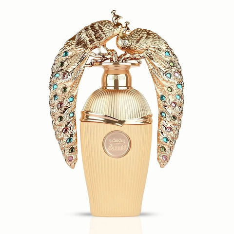 Lattafa Afeef Eau De Parfum spray 100ml in a velvet pouch, showcasing a luxurious perfume bottle with elegant design.