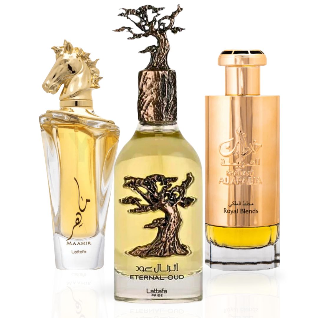 Maahir, Eternal Oud, Khaltaat Al Arabia Royal Blend - EDP Sprays 100ML (3.4 OZ) By Lattafa | Ultimate Woody Perfumes: Deep, Alluring & Enduring. (TIMELESS COLLECTION) - Intense Oud