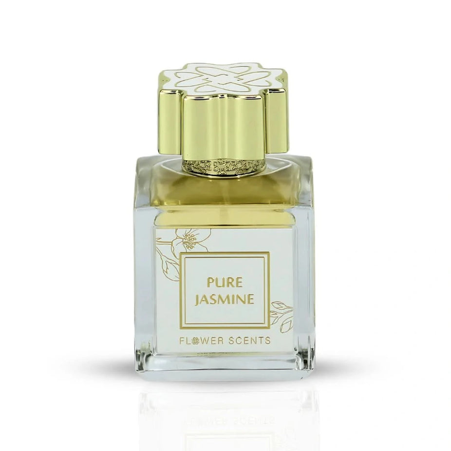 Flower Scents Pure Jasmine Eau de Parfum spray 65ml bottle with elegant floral design and transparent glass.