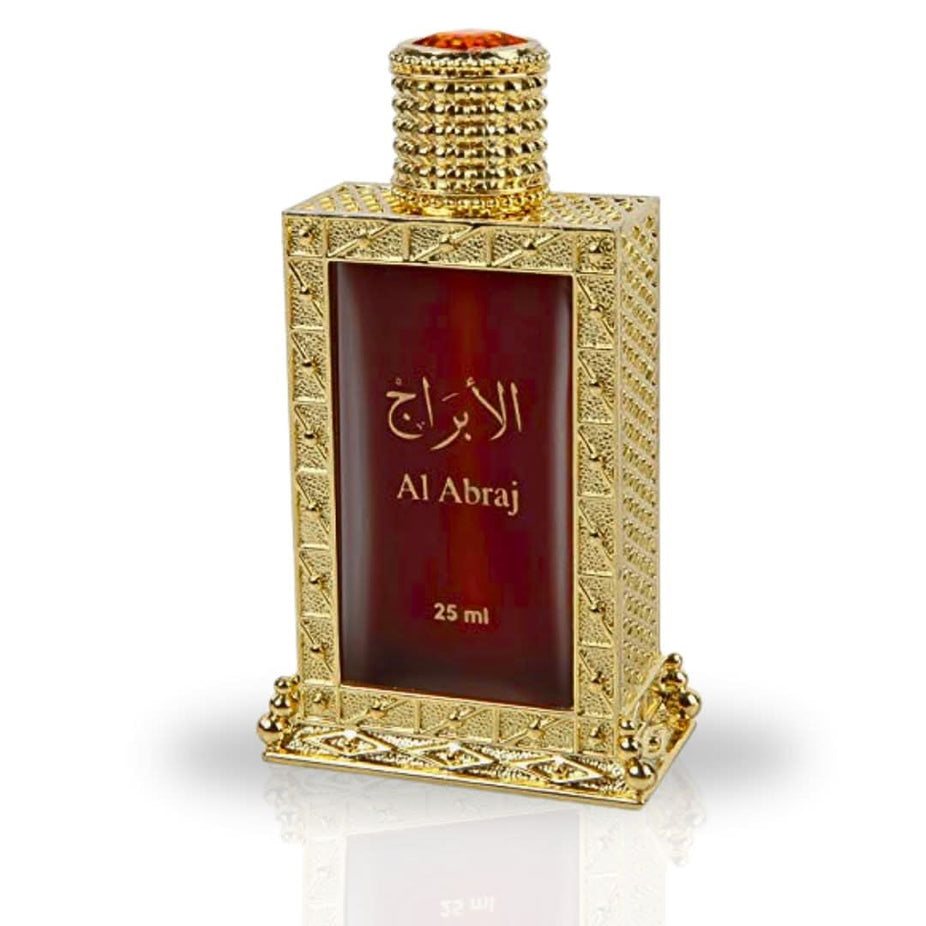 Hamidi AL ABRAJ concentrated perfume oil in 25ml bottle, featuring elegant packaging and a luxurious fragrance.