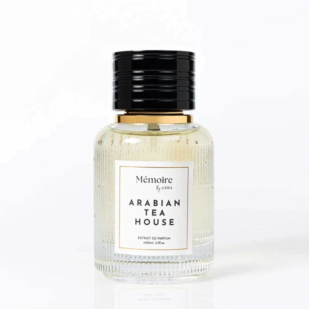 Azha Memoire Collection Arabian Tea House Extrait de Parfum spray bottle, 100ml, elegant design for luxurious EDP fragrance.