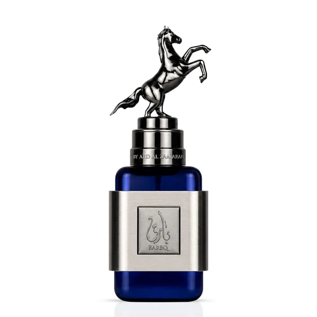 Bareq Mirage Eau de Parfum spray by Ard Al Zaafaran, 100ml bottle, with a sleek design and elegant packaging.