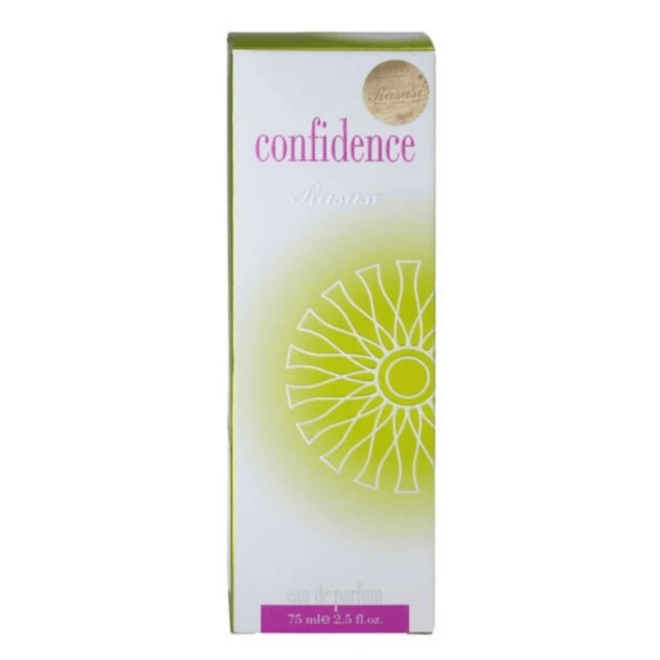 Rasasi Confidence for Women Eau De Parfum 75ml bottle, elegant fragrance with floral and woody notes, in a stylish glass bottle.