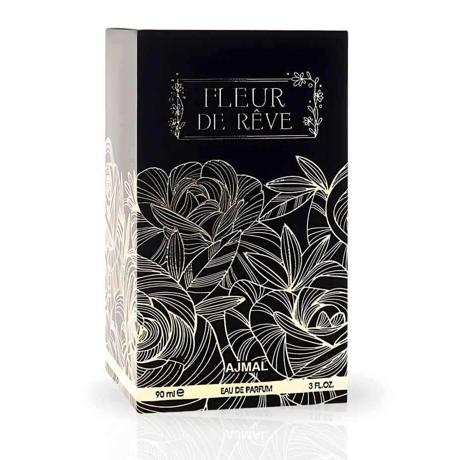 Ajmal Fleur de Rêve EDP spray 90ML, elegant perfume bottle with floral and luxurious scent, long-lasting fragrance.