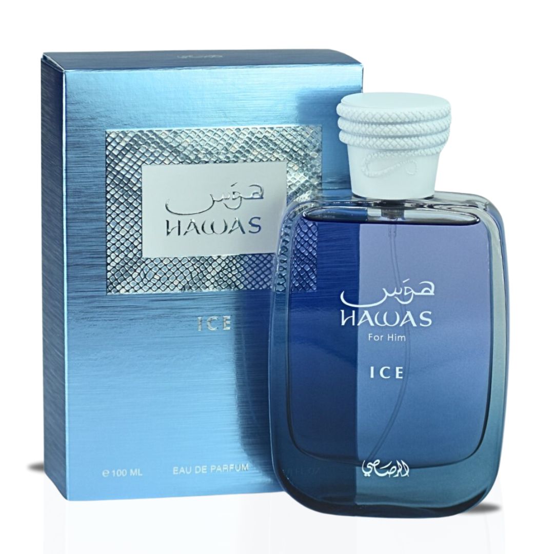 Hawas Ice For Him & Hawas Fire Eau De Parfum Sprays 100ML (3.4 OZ) By Rasasi | Fresh, Bold & Fiery Fragrances For A Lasting Impression. (ICE N FIRE BUNDLE) - Intense Oud