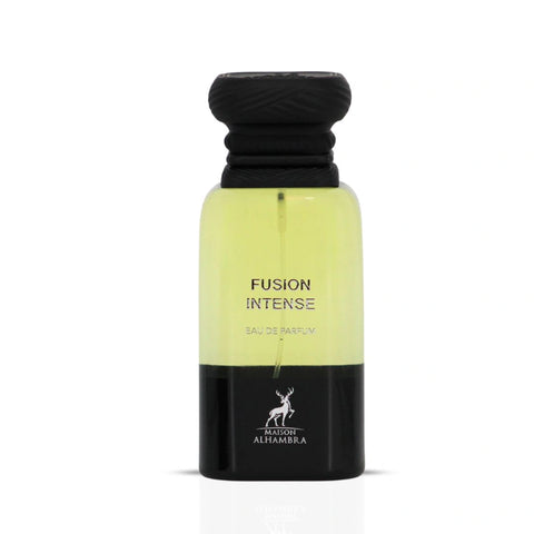 Fusion Intense Eau de Parfum Spray 80ml (2.7 oz) by Maison Alhambra | Creamy Woods, Suede Smoothness, Aromatic Fire - Intense Oud