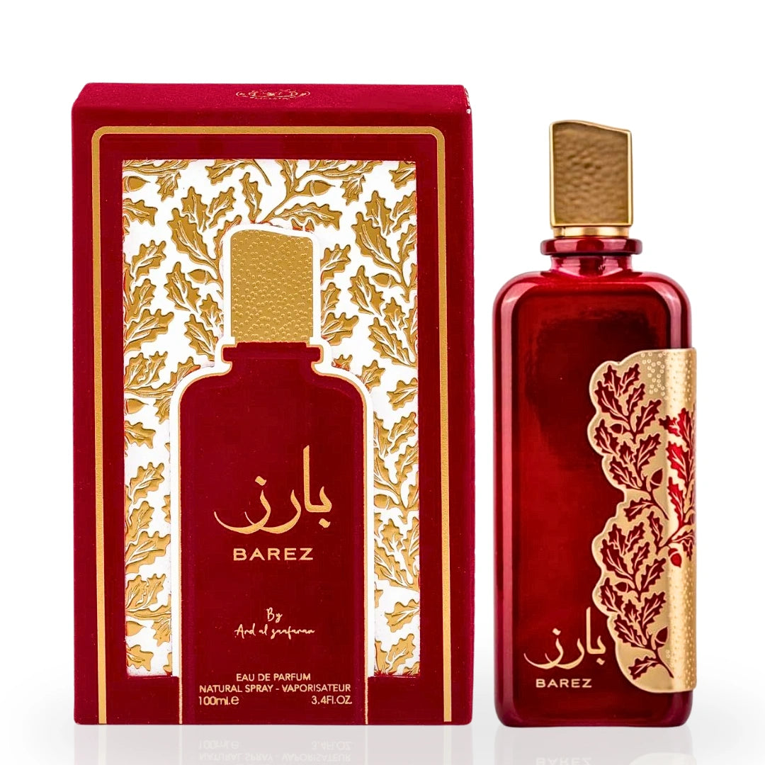 Bundle of Ard Al Zaafaran Barez & Barez Velvety Eau de Parfum Spray 100ml bottles showing elegant perfume bottles and packaging