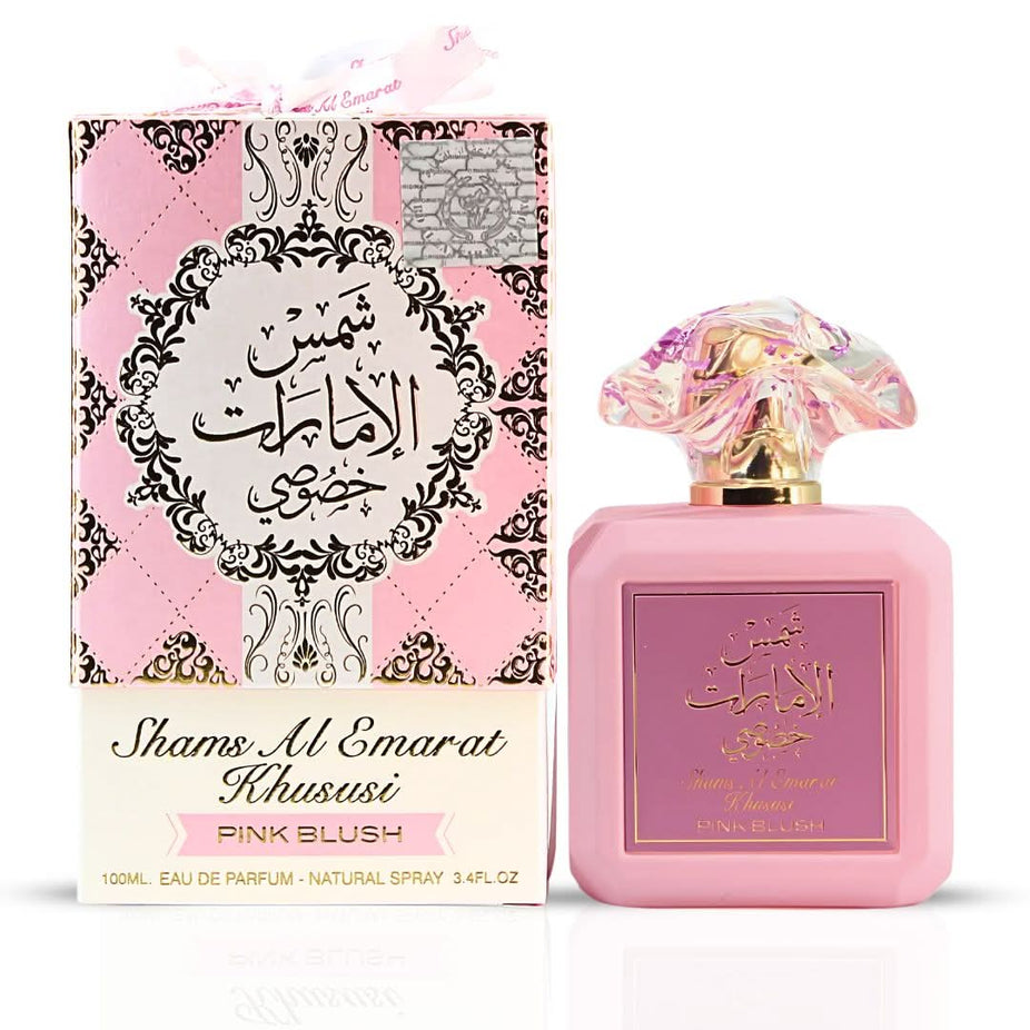 Bundle of two Ard Al Zaafaran Pink Blush Shams Al Emarat and Meethaq Extrait De Rouge Eau de Parfum sprays, 100ml each.