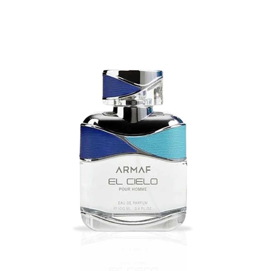 Armaf El Cielo Eau de Parfum spray bottle, 100ml with elegant packaging, showcasing the fragrance for women or men.