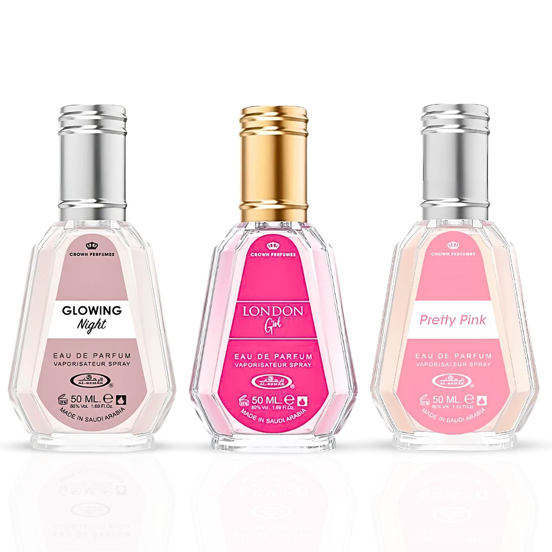 London Girl, Glowing Night & Pretty Pink Eau De Parfum Spray 50ML (1.7 OZ) By Al Rehab | An Enchanting Trio Of Fruity, Floral & Velvety Scents. (Bundle) - Intense Oud