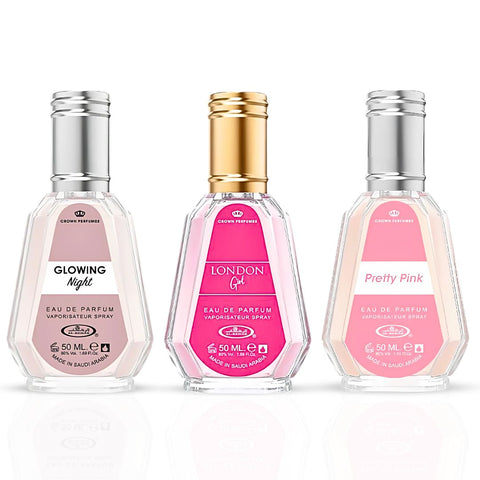 London Girl, Glowing Night & Pretty Pink Eau De Parfum Spray 50ML (1.7 OZ) By Al Rehab | An Enchanting Trio Of Fruity, Floral & Velvety Scents. (Bundle) - Intense Oud