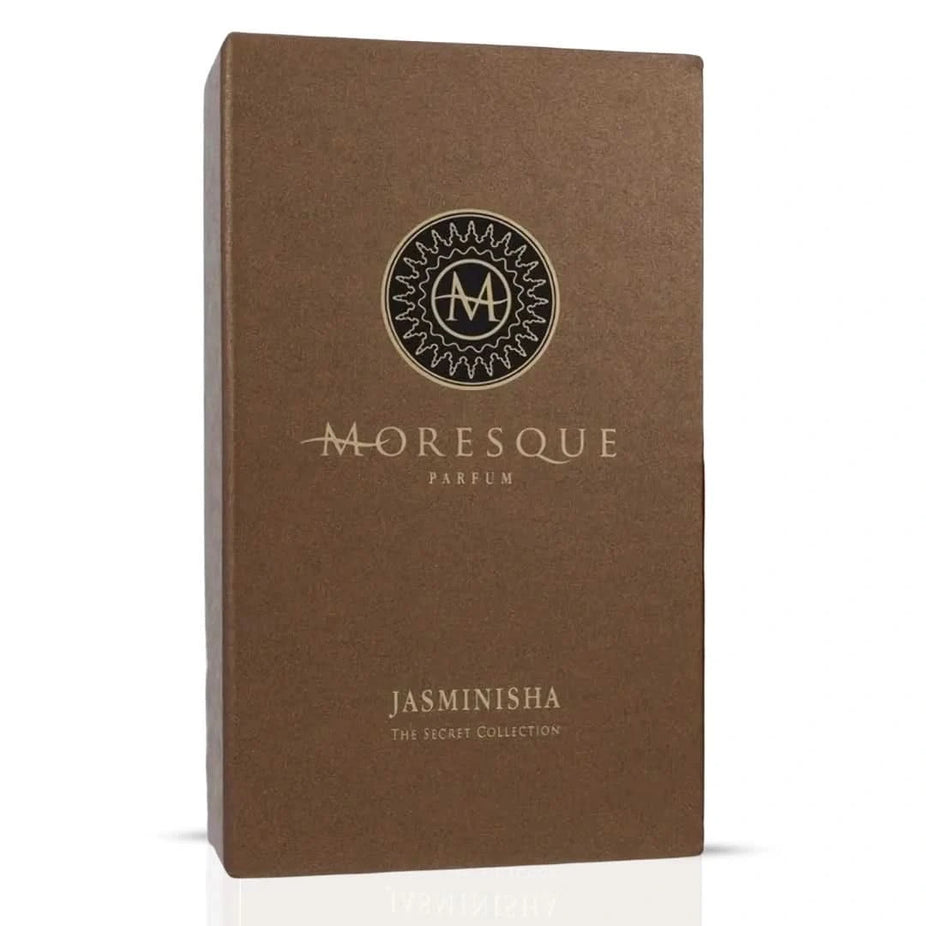 Jasminisha Eau de Parfum spray by Moresque, 75ml bottle featuring elegant floral perfume design on a white background.