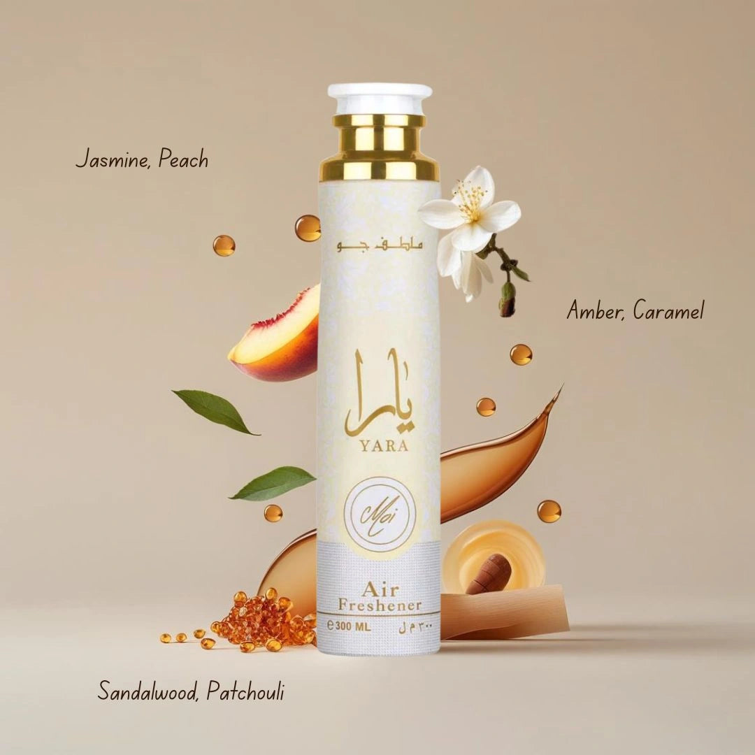 Yara Moi Air Freshener 300ML (10.1 OZ) by Lattafa | Sweet, Lush, and Comforting—A Fragrance That Feels Like Home. - Intense Oud