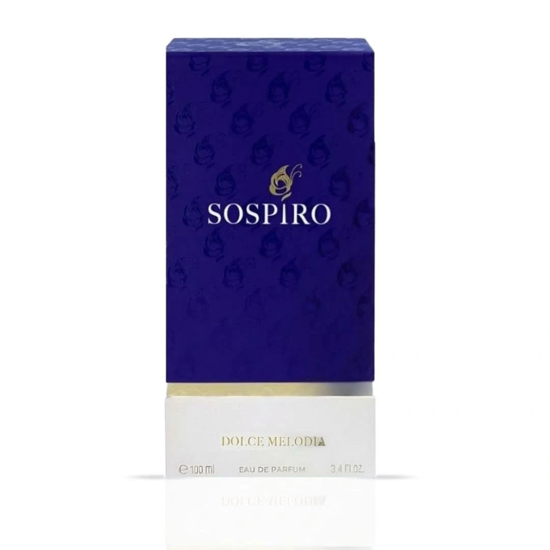 Dolce Melodia Eau De Parfum spray by Sospiro, 100ml bottle with elegant packaging and floral fragrance design.