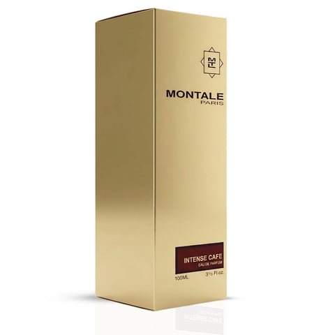Montale Intense Cafe Eau de Parfum spray bottle, 100ml, featuring a sleek design and a coffee-inspired fragrance.