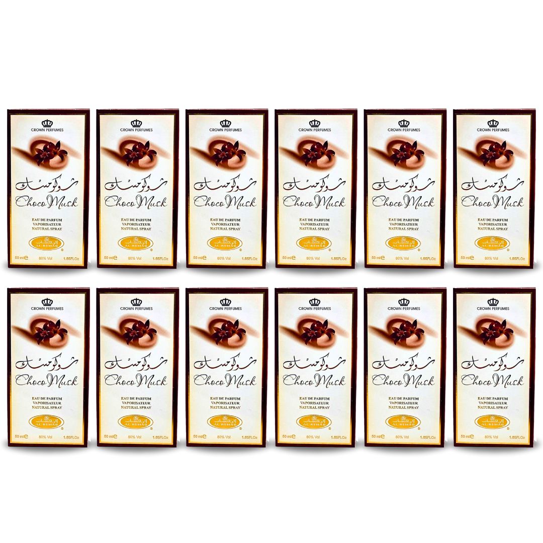 Choco Musk EDP Spray 50ML (1.7 OZ) By Al Rehab | Indulge In The Irresistible Blend Of Musk And Chocolate. (BOX OF 12) - Intense Oud