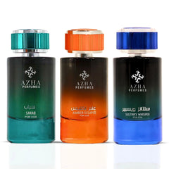 Sultan's Whisper, Amber Eclipse & Sarab For Him Eau De Parfum Sprays 100ML (3.4 OZ) by Azha | Bold, Complex & Unmistakably Masculine—A Trio of Refined Power. (Collection) - Intense Oud