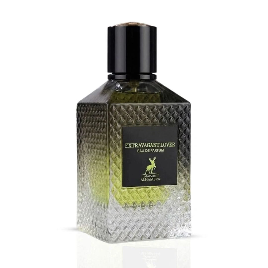 Maison Alhambra Extravagant Lover Eau de Parfum spray bottle, 100ml, with elegant packaging and floral fragrance design.
