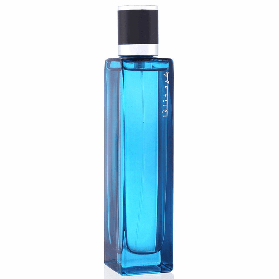 Rasasi Kun Mukthalifan for Men Eau De Parfum 100ml bottle, featuring sleek design and masculine fragrance packaging.