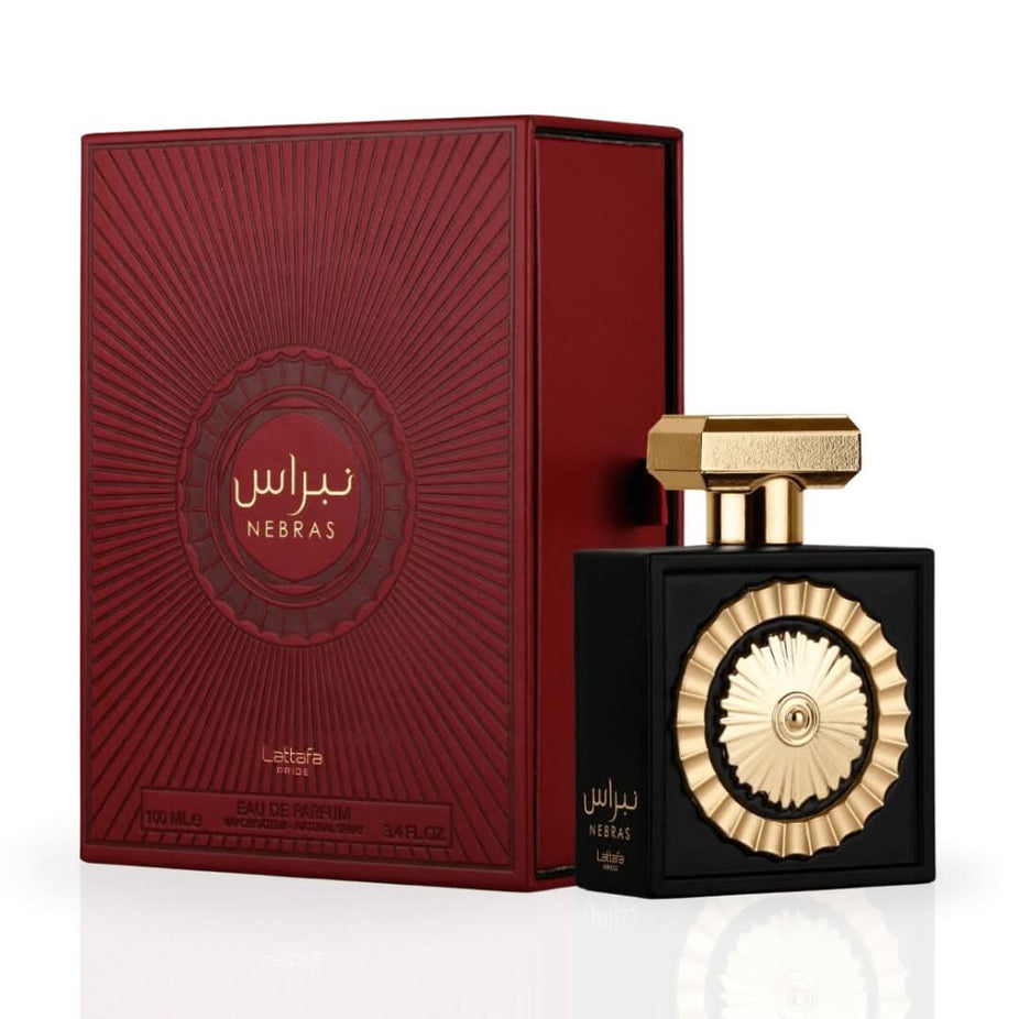 Three bottles of Lattafa Pride Nebras Eau de Parfum Spray, 100ml each, in a value pack with elegant packaging.