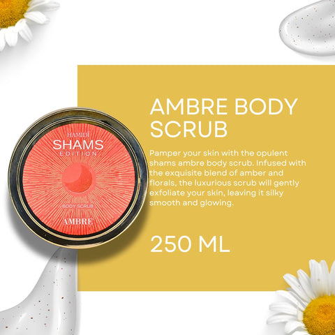Hamidi Shams Edition Ambre Body Scrub 250ML (8.5 OZ) By Hamidi | Gently Exfoliates for Soft & Smooth Skin, Naturally Derived Ingredients. - Intense Oud