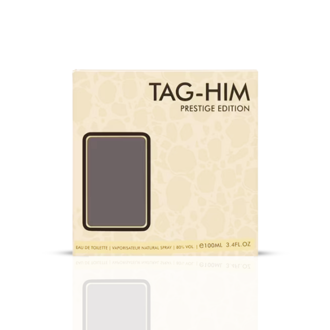 Armaf Tag Him Prestige Edition Eau de Toilette spray 100ml, featuring sleek bottle design and fragrance cap.