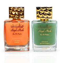 Royal Musk Caramel Toffee & Royal Musk Sweet Powdery - EDP Sprays 100ML (3.4 OZ) By SURRATI | Exquisite Fragrances. (ROYAL BUNDLE) - Intense Oud