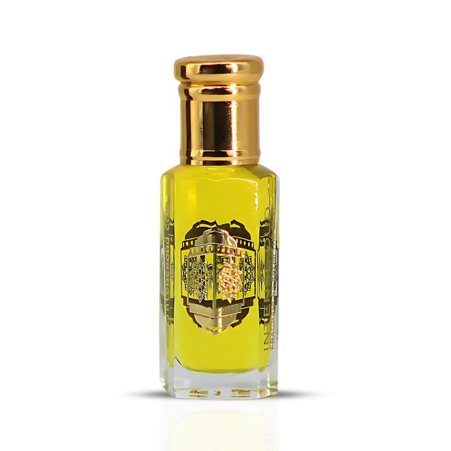 Intense Oud Gardenia Musk perfume oil in 12ml glass bottle with black gift box, featuring a luxurious loose oil design.