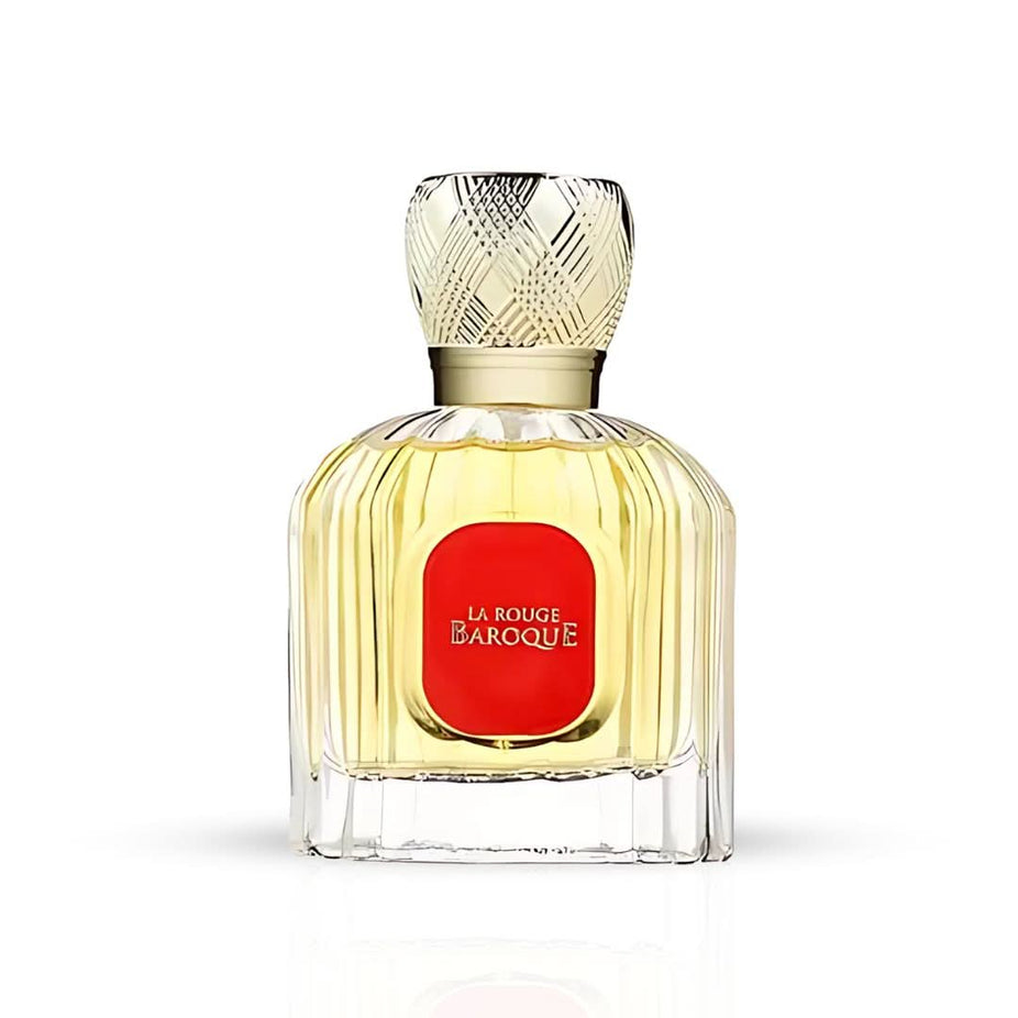Maison Alhambra La Rouge Baroque Eau de Parfum spray 100ml with elegant bottle and luxurious design.