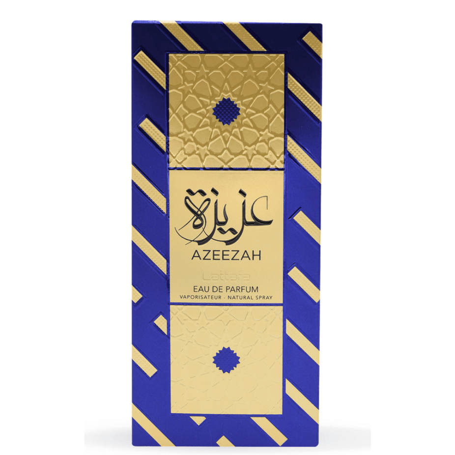 Lattafa Azeezah Eau De Parfum 100ML bottle with elegant packaging and a sleek, modern design.