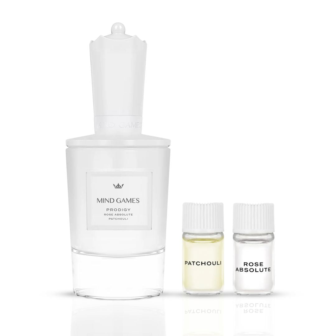 Prodigy Extrait de Parfum by Mind Games, 100ml EDP bottle with elegant packaging, showcasing the luxurious fragrance container.