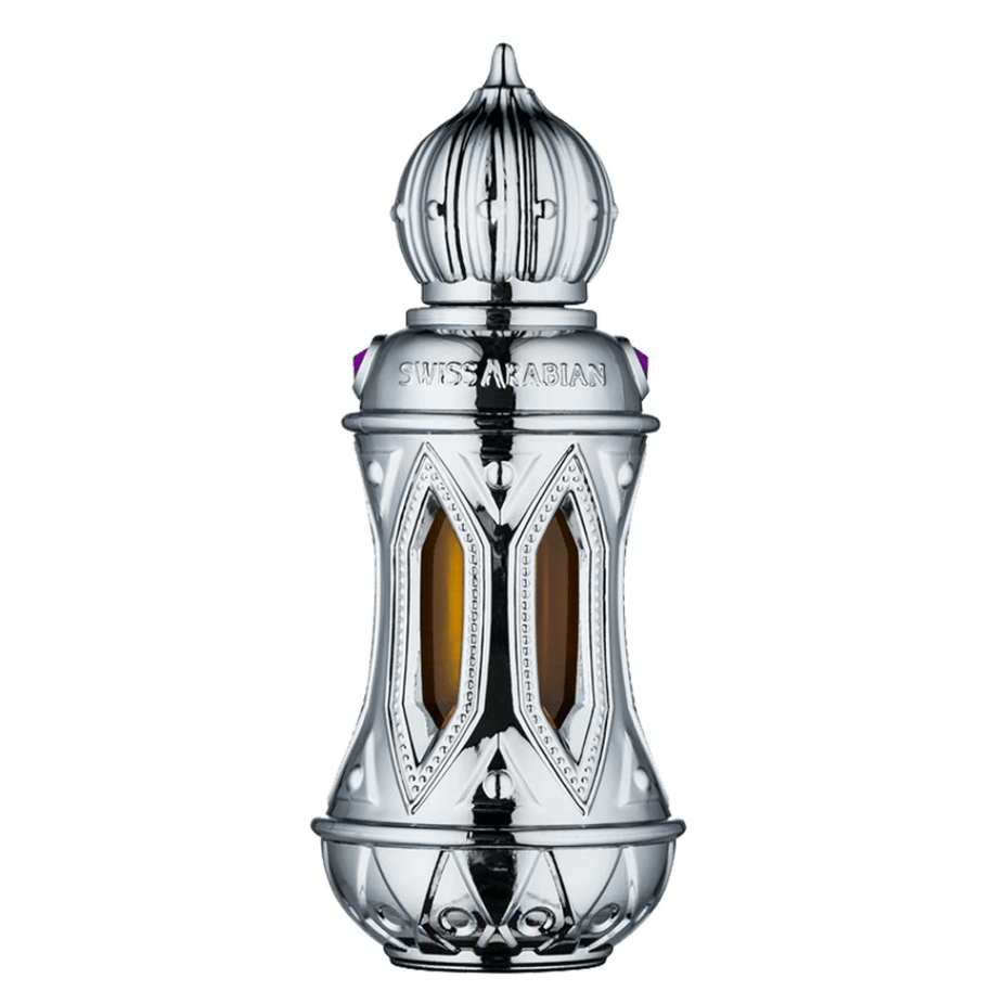 Swiss Arabian Attar Mubakhar perfume oil bottle, 20 ML CPO concentrated perfume oil, with elegant packaging and branding.