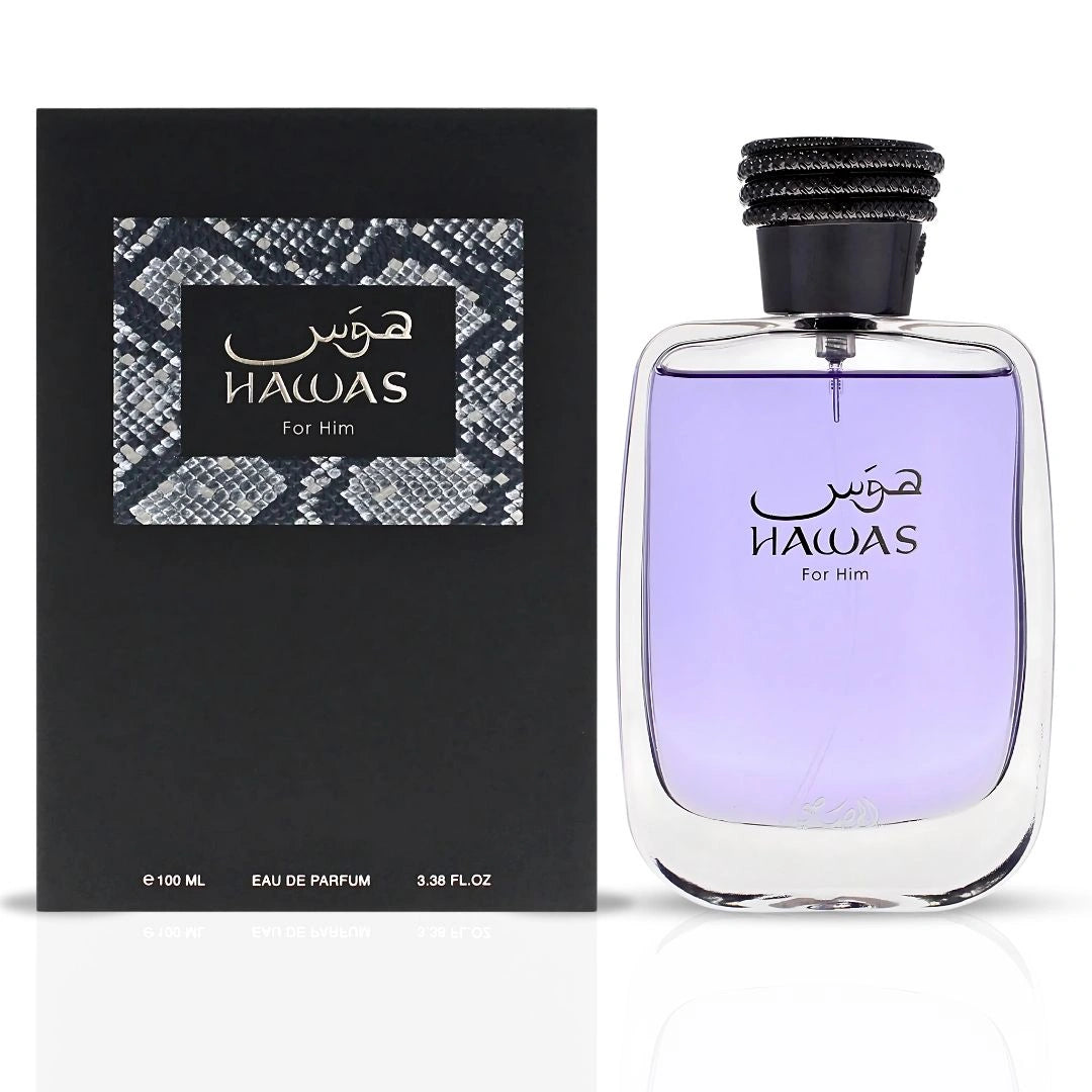 Hawas for Him by Rasasi & Angham by Lattafa - Eau de Parfum Sprays 100ml (3.4 oz) | A Perfect Pair: Energizing Freshness Meets Smooth, Sweet Sophistication. (Bundle)